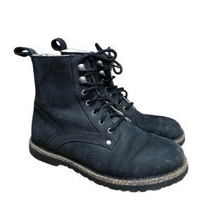 Birkenstock Bryson Shearling Lace Up Boots Size 37 Graphite Gray Black Comfort